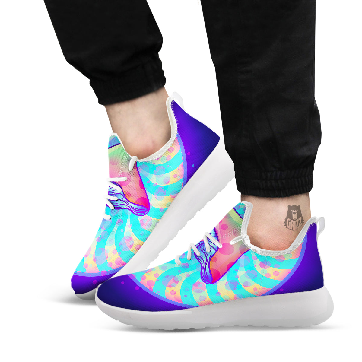 Mushrooms Psychedelic Print White Athletic Shoes-grizzshop