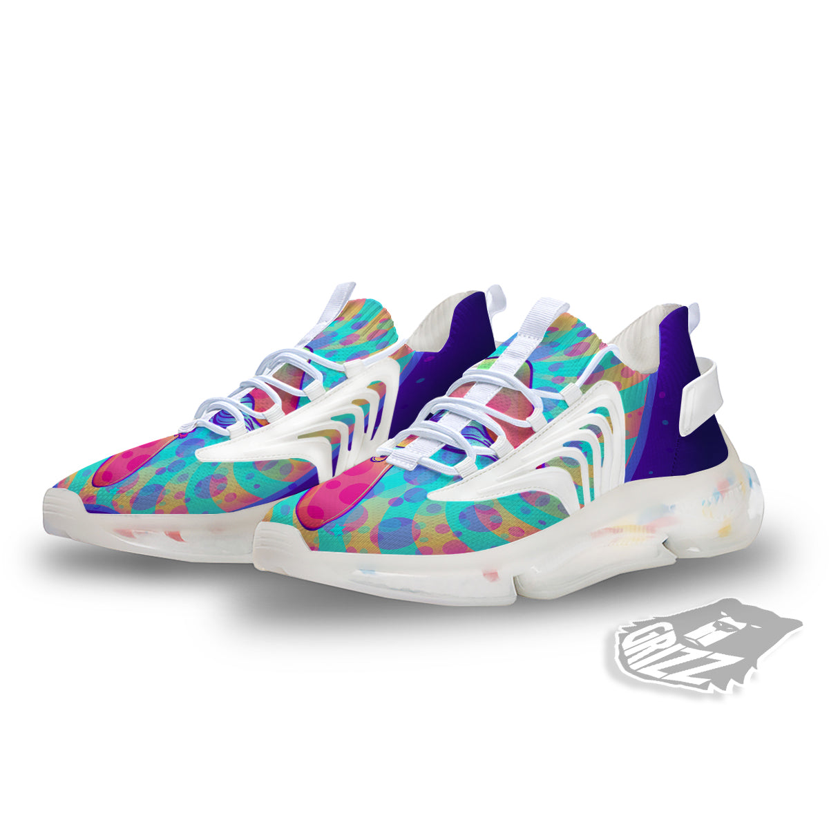 Mushrooms Psychedelic Print White Gym Shoes-grizzshop