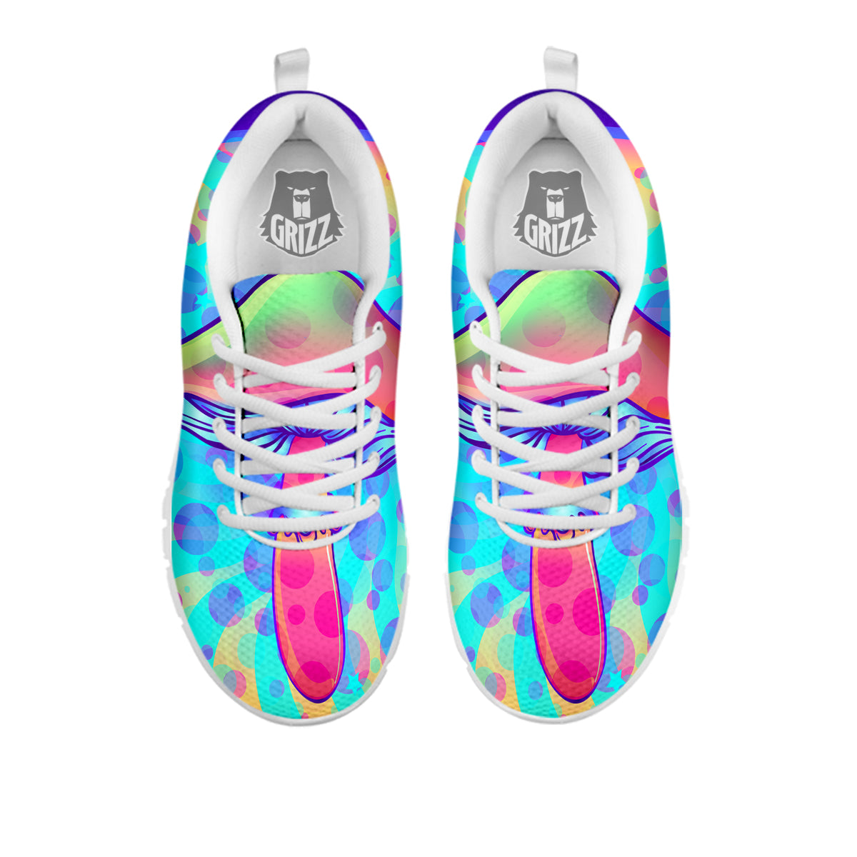 Mushrooms Psychedelic Print White Sneaker-grizzshop