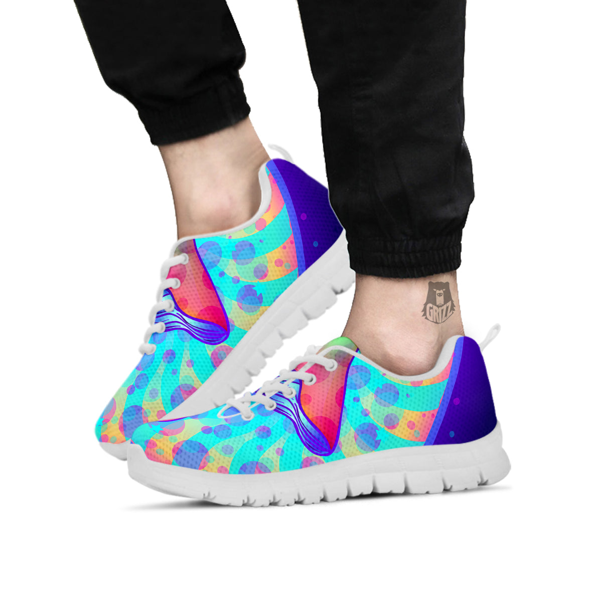 Mushrooms Psychedelic Print White Sneaker-grizzshop
