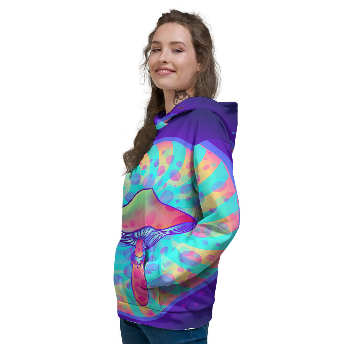 Mushrooms Psychedelic Print Women's Hoodie-grizzshop