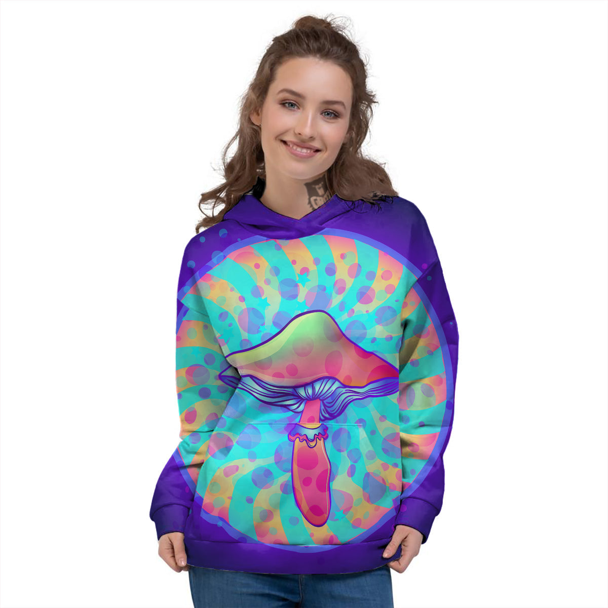 Mushrooms Psychedelic Print Women's Hoodie-grizzshop