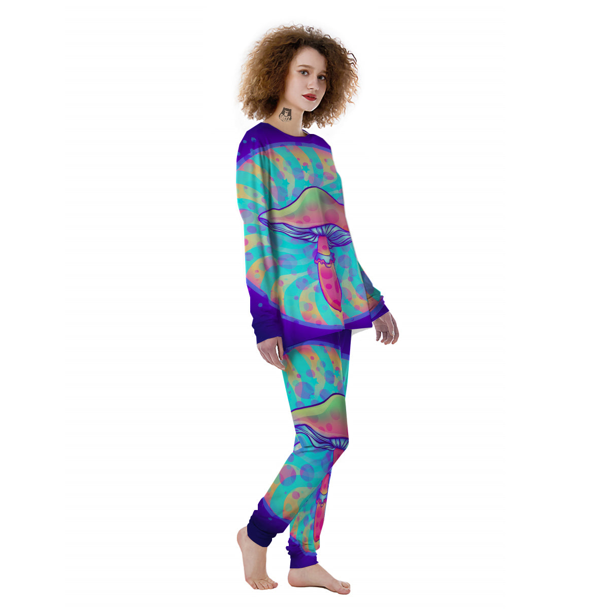 Mushrooms Psychedelic Print Women's Pajamas-grizzshop