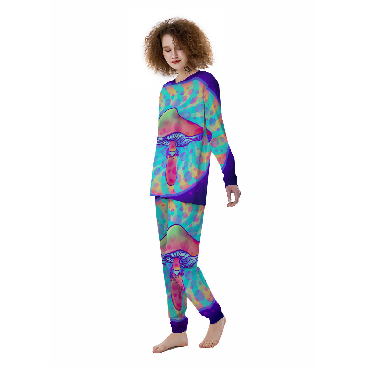 Mushrooms Psychedelic Print Women's Pajamas-grizzshop
