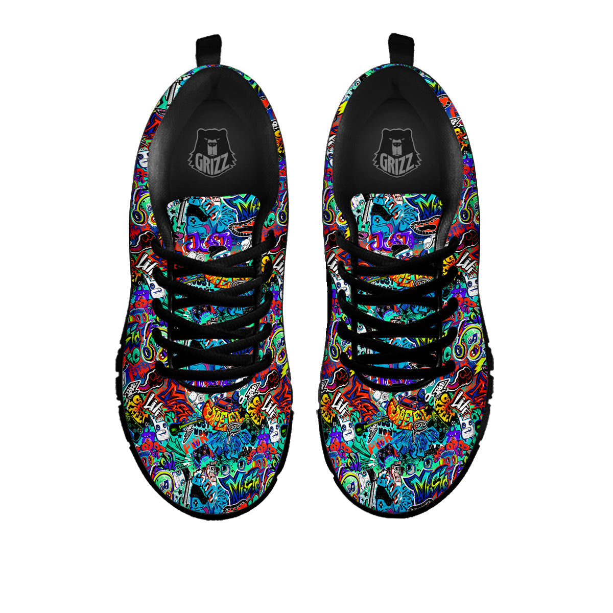 Music Abstract Print Pattern Black Sneaker-grizzshop