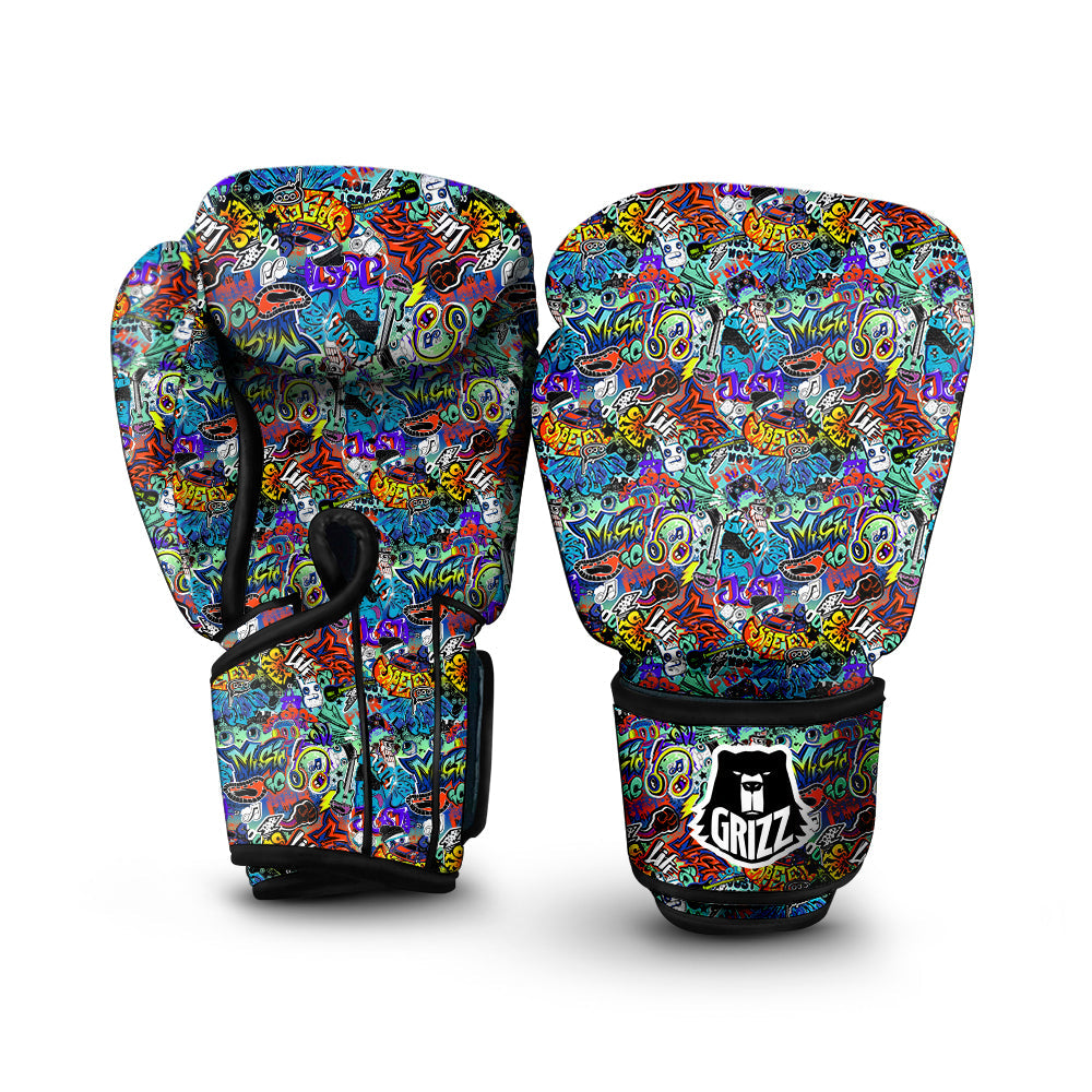 Music Abstract Print Pattern Boxing Gloves-grizzshop