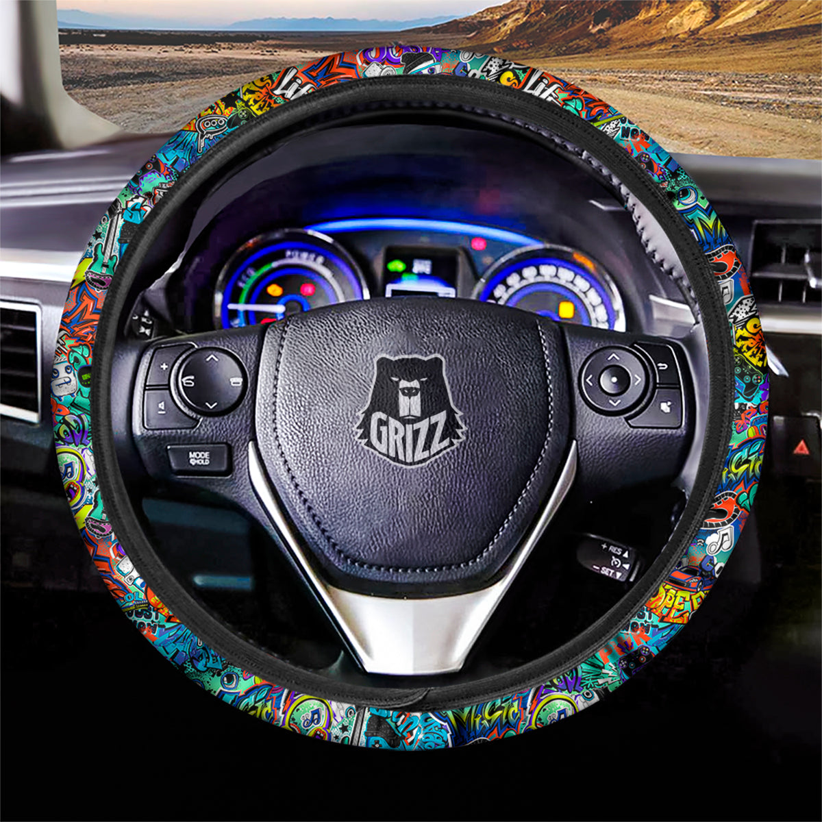 Music Abstract Print Pattern Car Steering Wheel Cover-grizzshop
