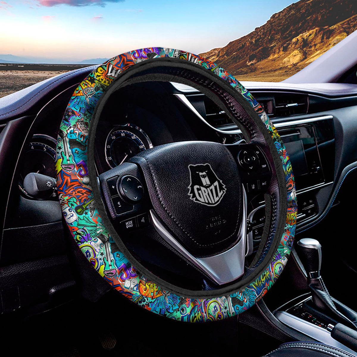 Music Abstract Print Pattern Car Steering Wheel Cover-grizzshop