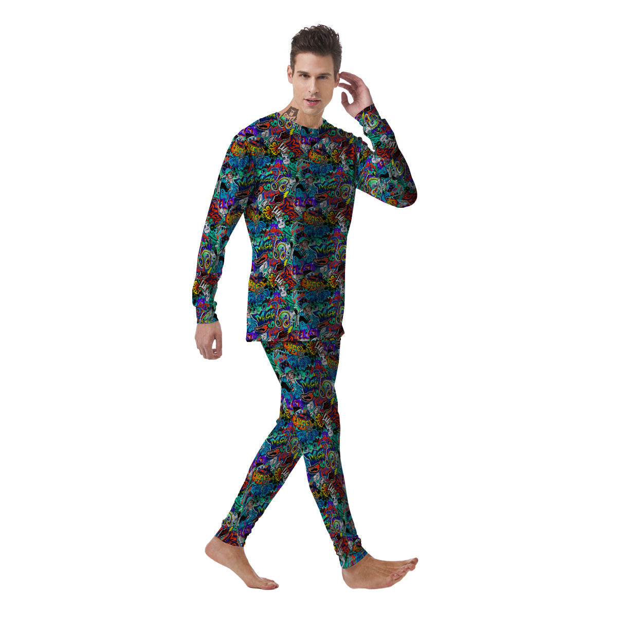 Music Abstract Print Pattern Men's Pajamas-grizzshop