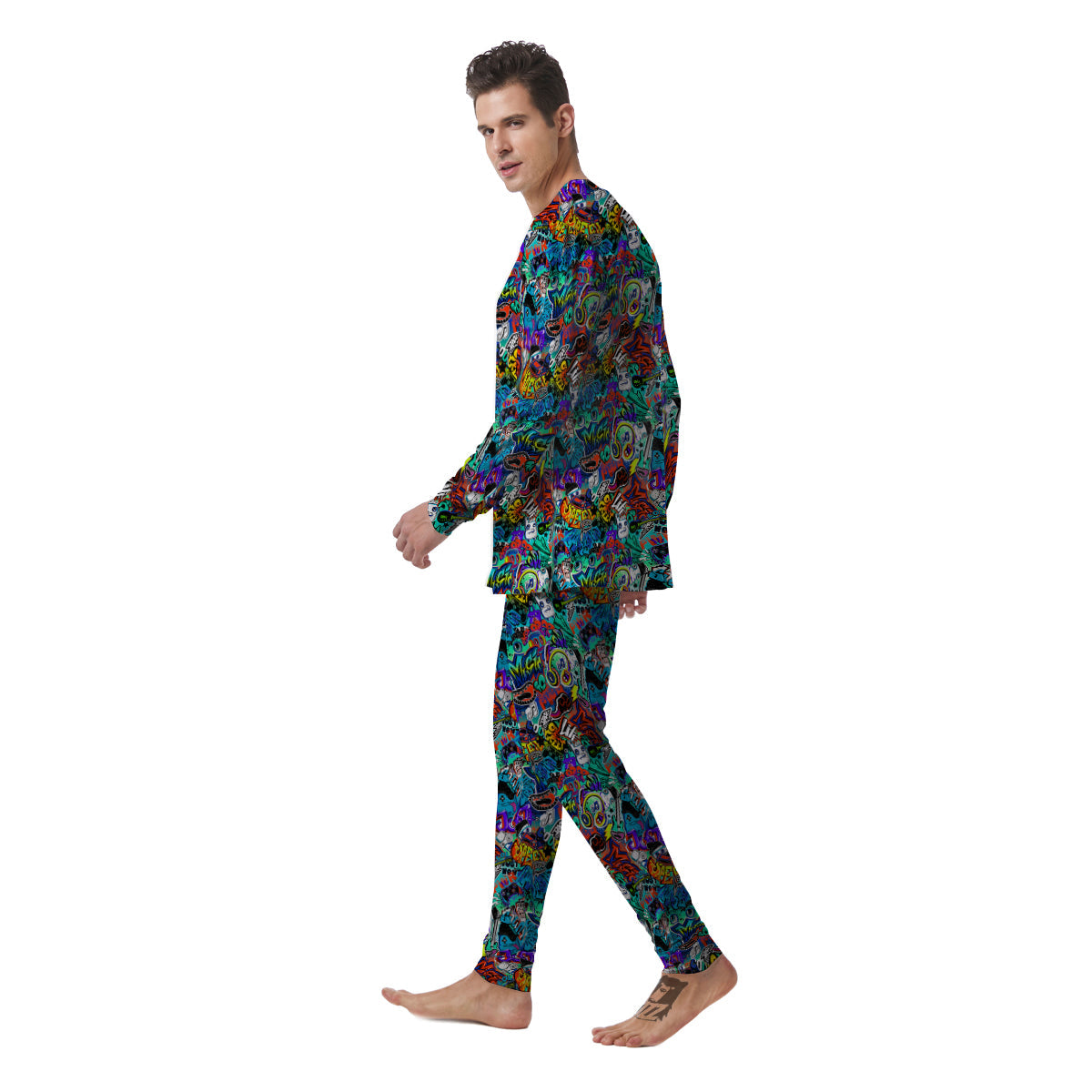 Music Abstract Print Pattern Men's Pajamas-grizzshop