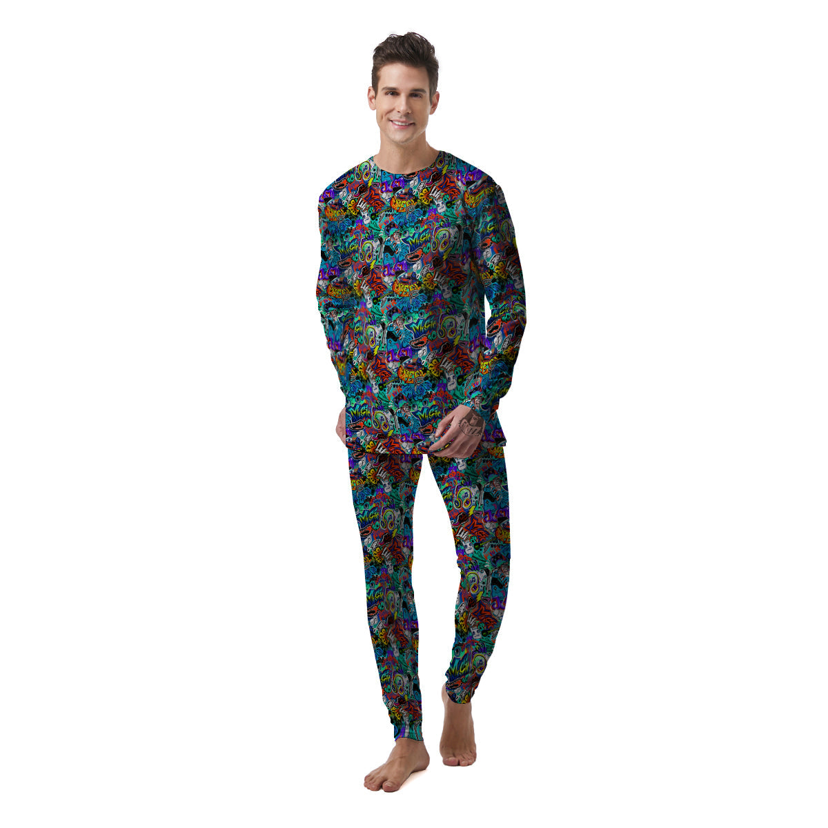 Music Abstract Print Pattern Men's Pajamas-grizzshop