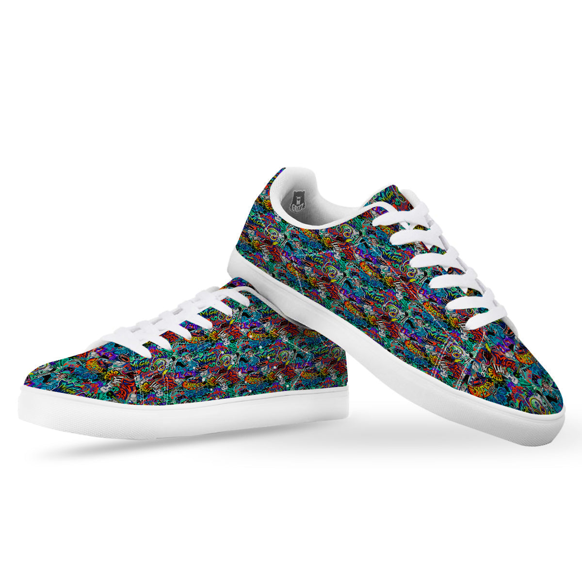 Music Abstract Print Pattern White Low Top Sneakers-grizzshop