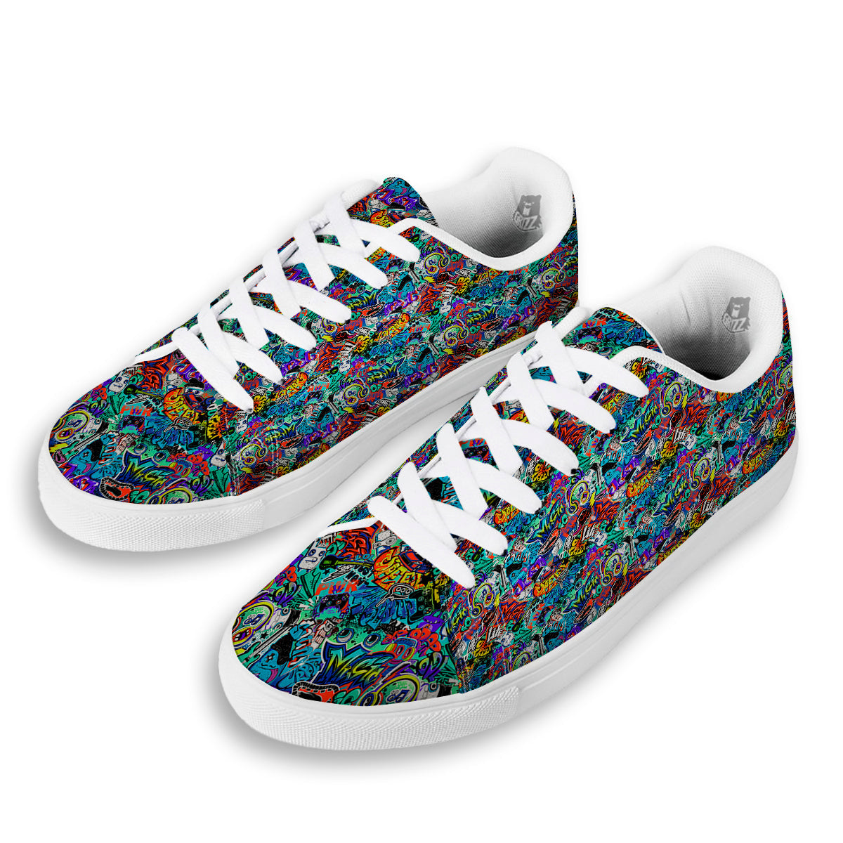 Music Abstract Print Pattern White Low Top Sneakers-grizzshop