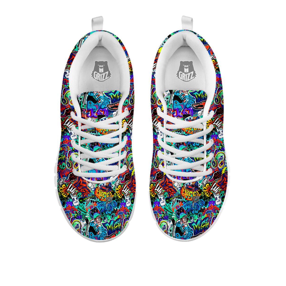 Music Abstract Print Pattern White Sneaker-grizzshop