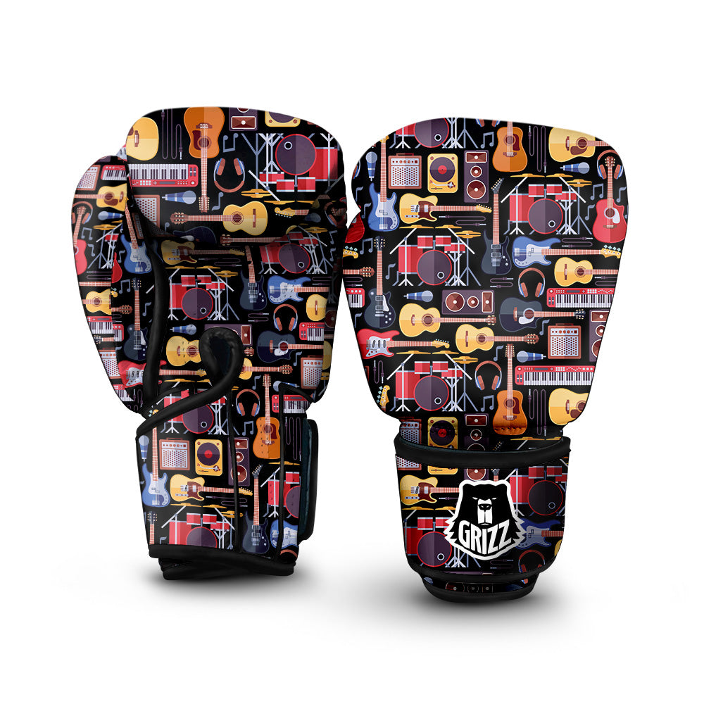 Music Instruments Print Pattern Boxing Gloves-grizzshop