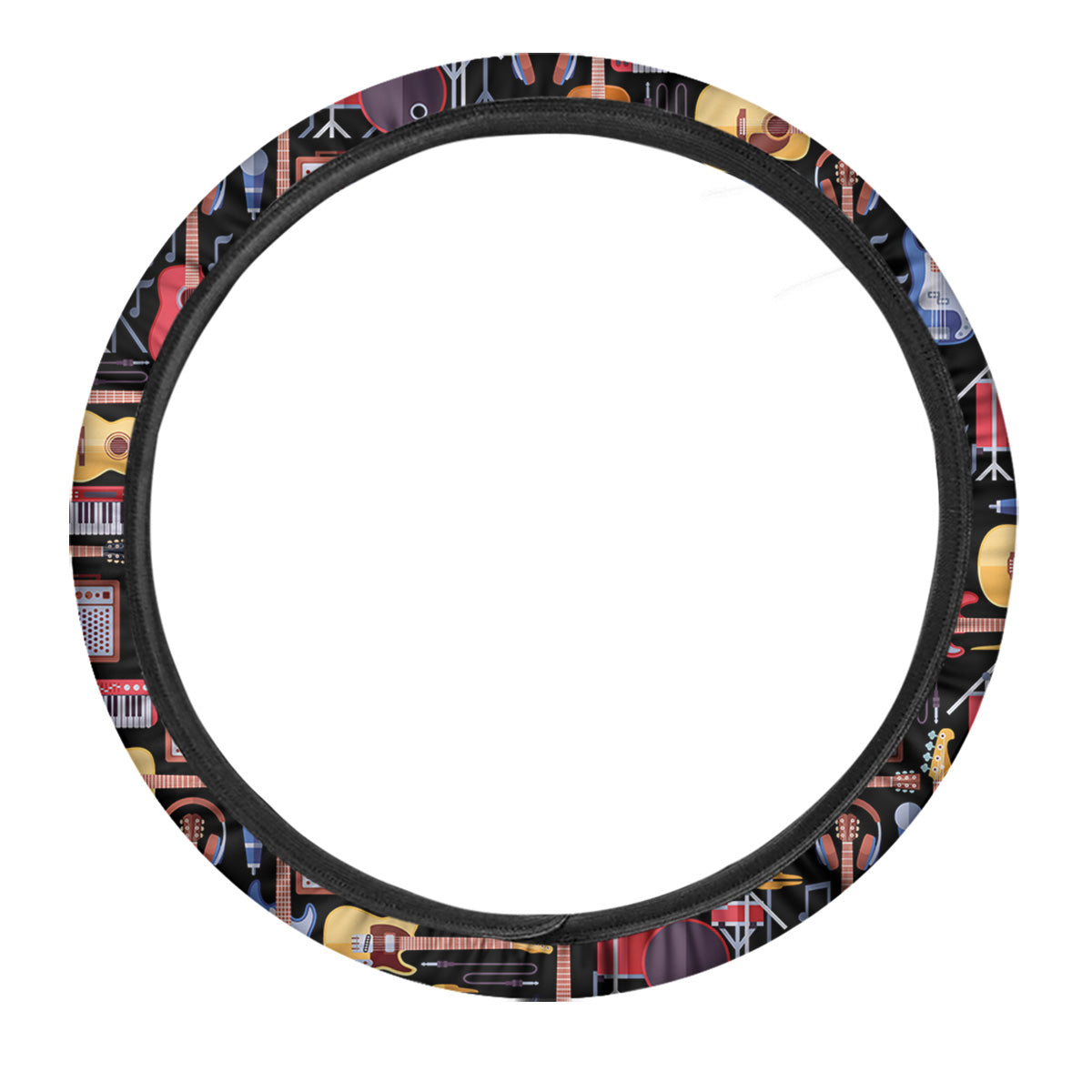 Music Instruments Print Pattern Car Steering Wheel Cover-grizzshop