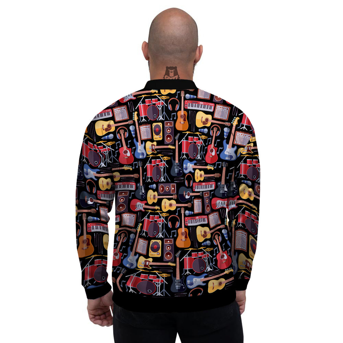 Music Instruments Print Pattern Men's Bomber Jacket-grizzshop