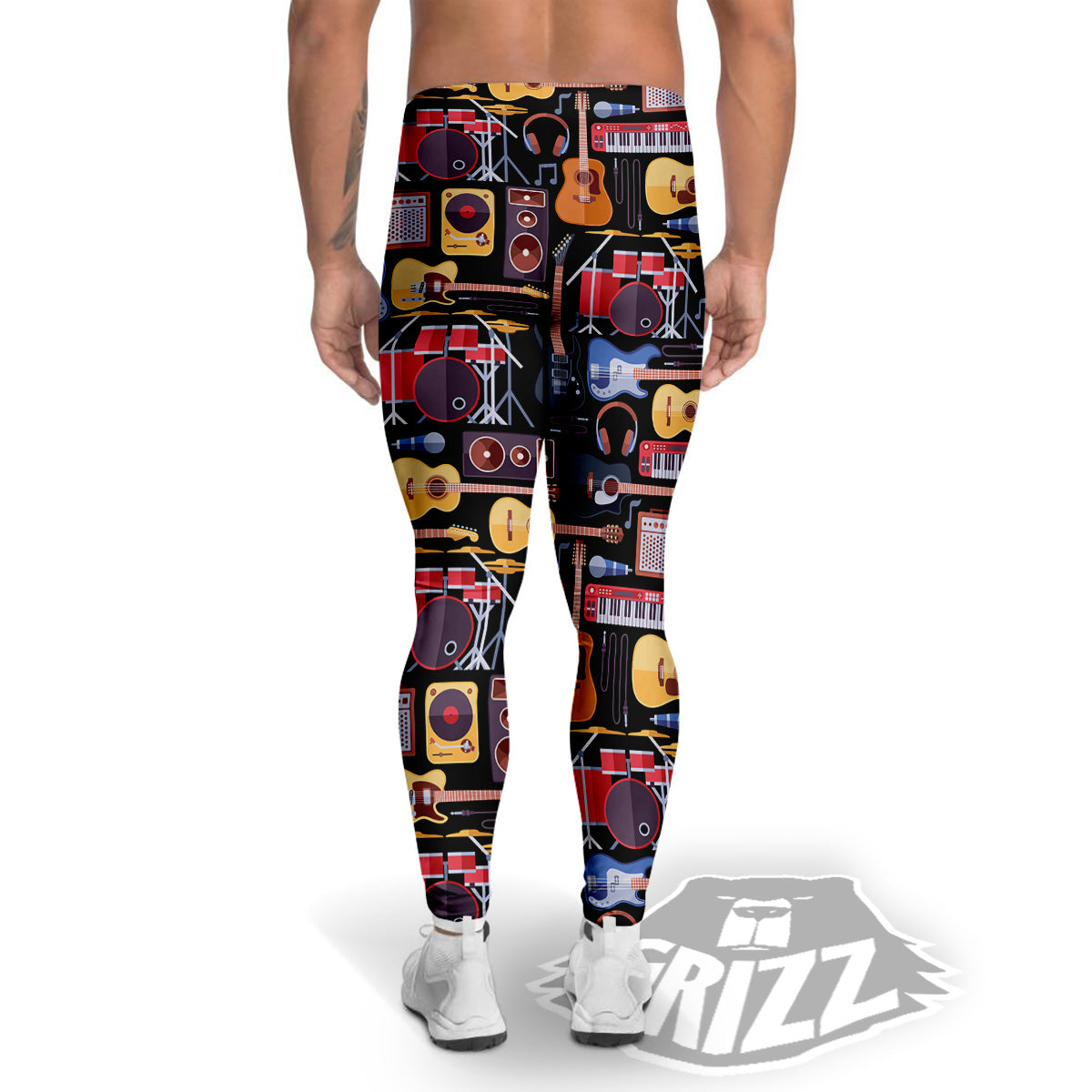 Music Instruments Print Pattern Men's Leggings-grizzshop