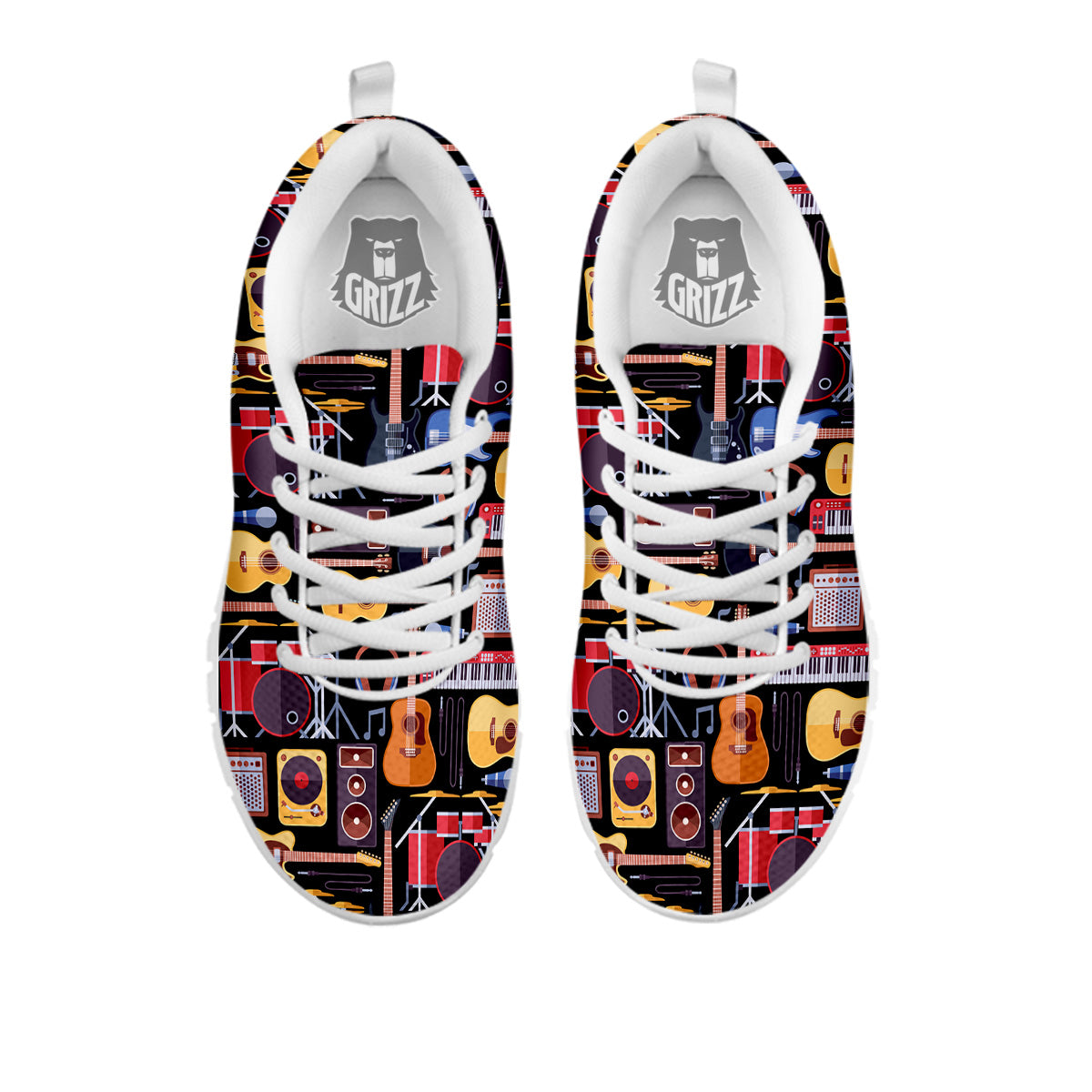 Music Instruments Print Pattern White Sneaker-grizzshop