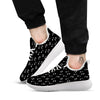 Music Note Black And White Print Pattern White Athletic Shoes-grizzshop