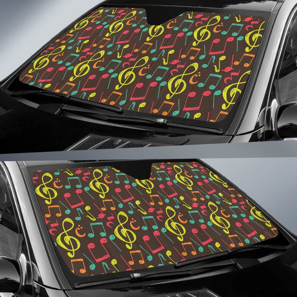 Music Note Colorful Pattern Print Car Sun Shade-grizzshop