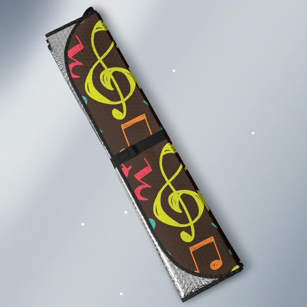 Music Note Colorful Pattern Print Car Sun Shade-grizzshop