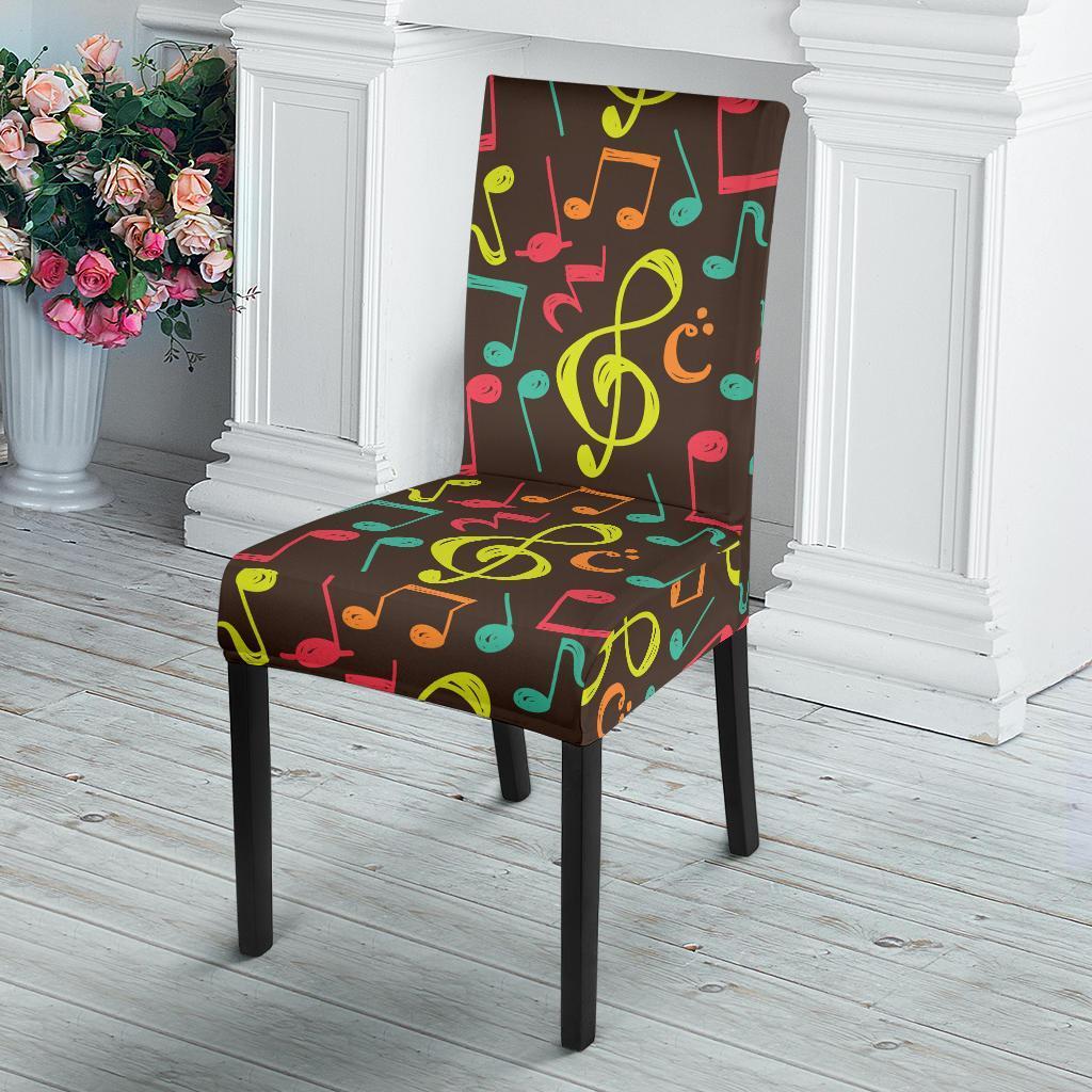Music Note Colorful Pattern Print Chair Cover-grizzshop