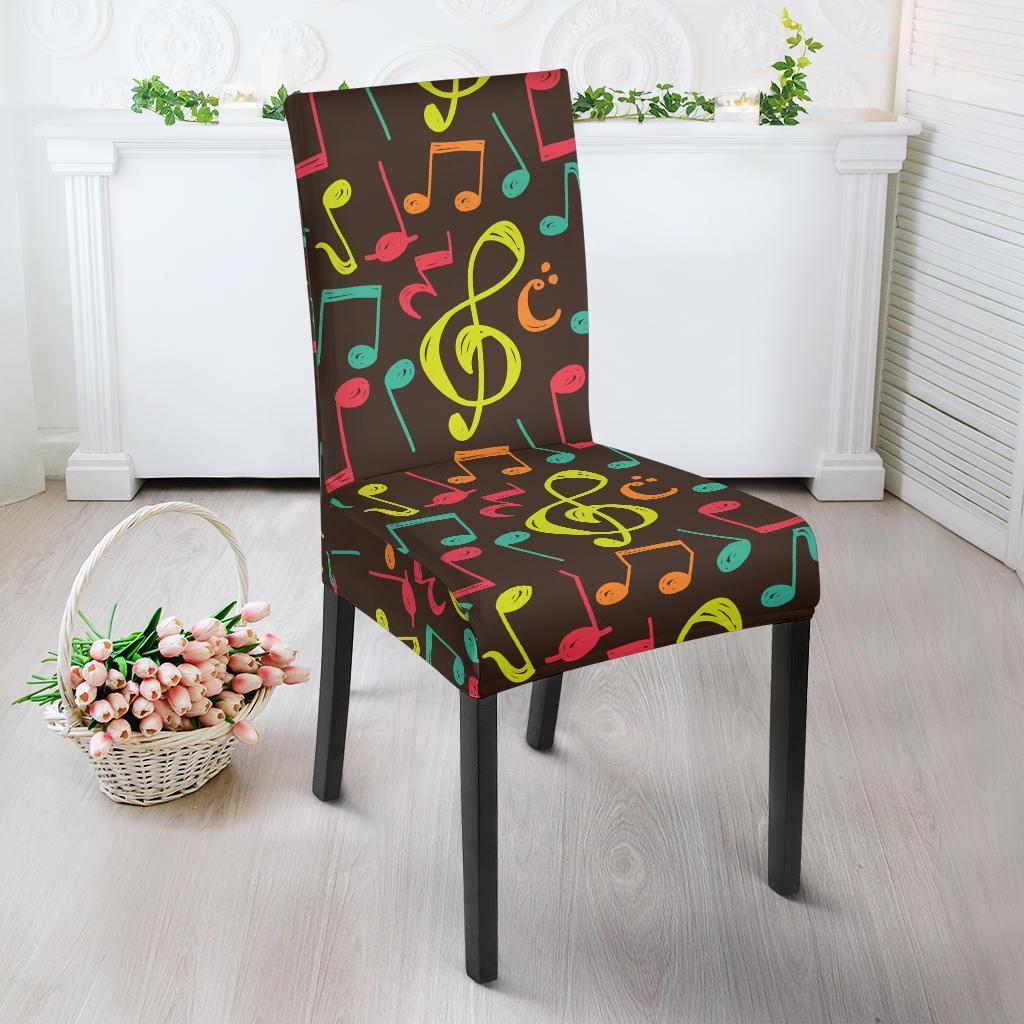 Music Note Colorful Pattern Print Chair Cover-grizzshop