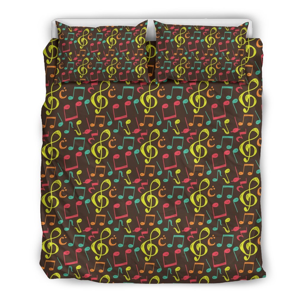 Music Note Colorful Pattern Print Duvet Cover Bedding Set-grizzshop