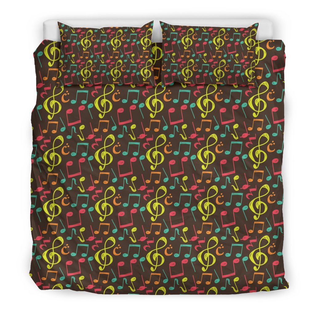 Music Note Colorful Pattern Print Duvet Cover Bedding Set-grizzshop