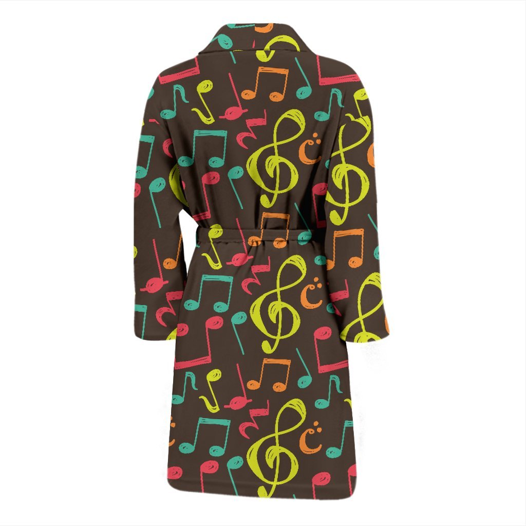 Music Note Colorful Pattern Print Men Long Robe-grizzshop