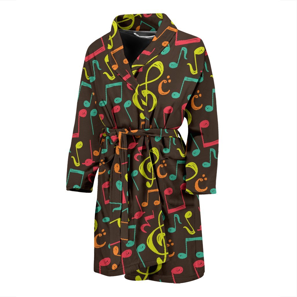 Music Note Colorful Pattern Print Men Long Robe-grizzshop