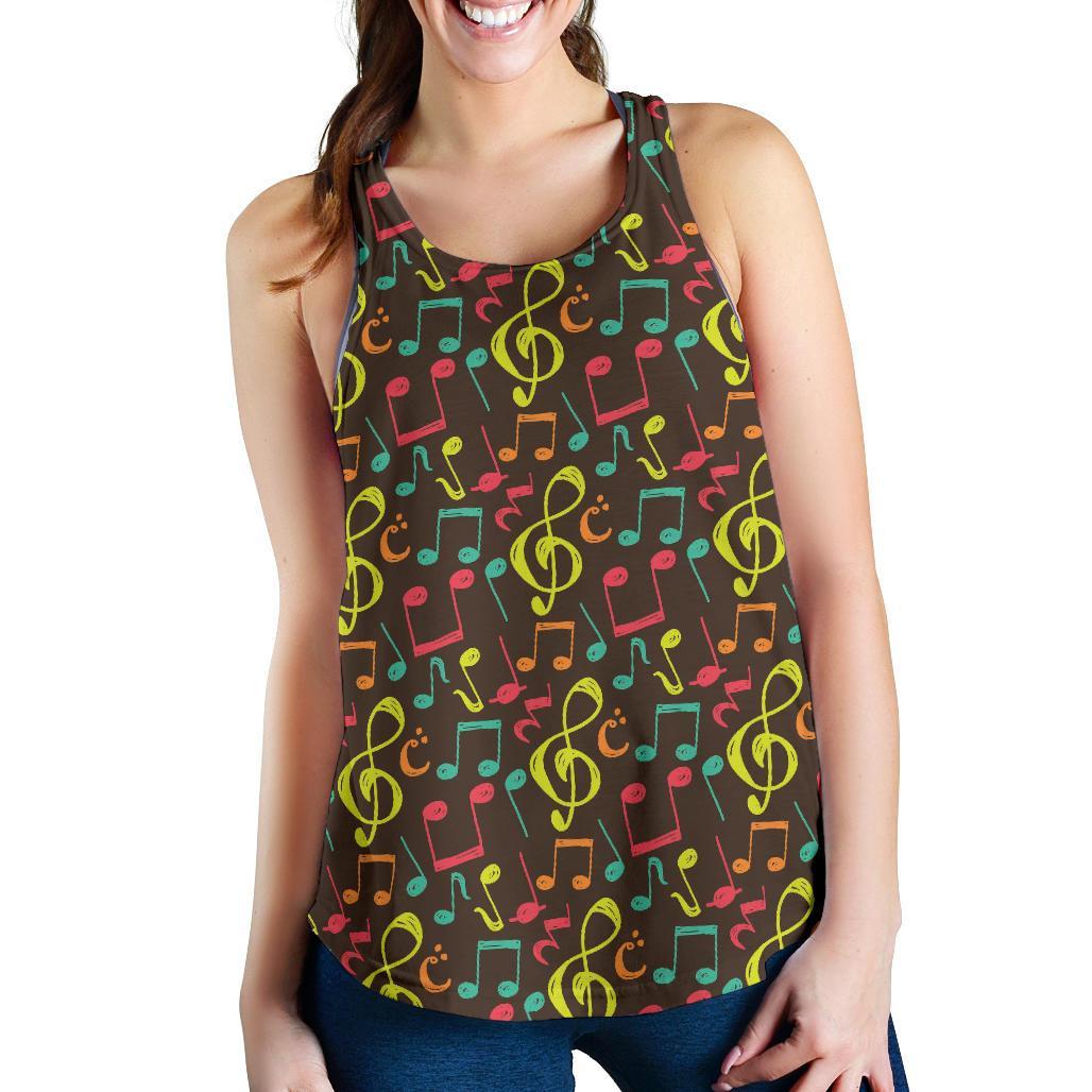 Music Note Colorful Pattern Print Racerback Tank Tops-grizzshop