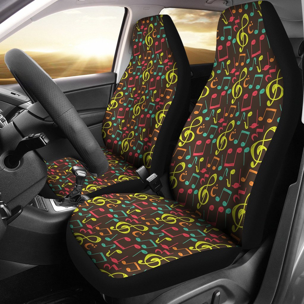 Music Note Colorful Pattern Print Universal Fit Car Seat Cover-grizzshop