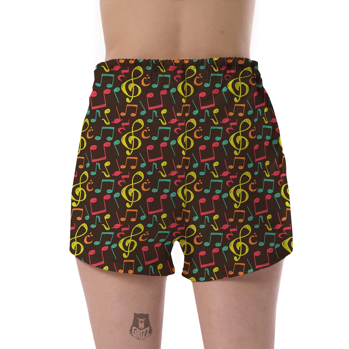 Music Note Colorful Pattern Print Women's Shorts-grizzshop