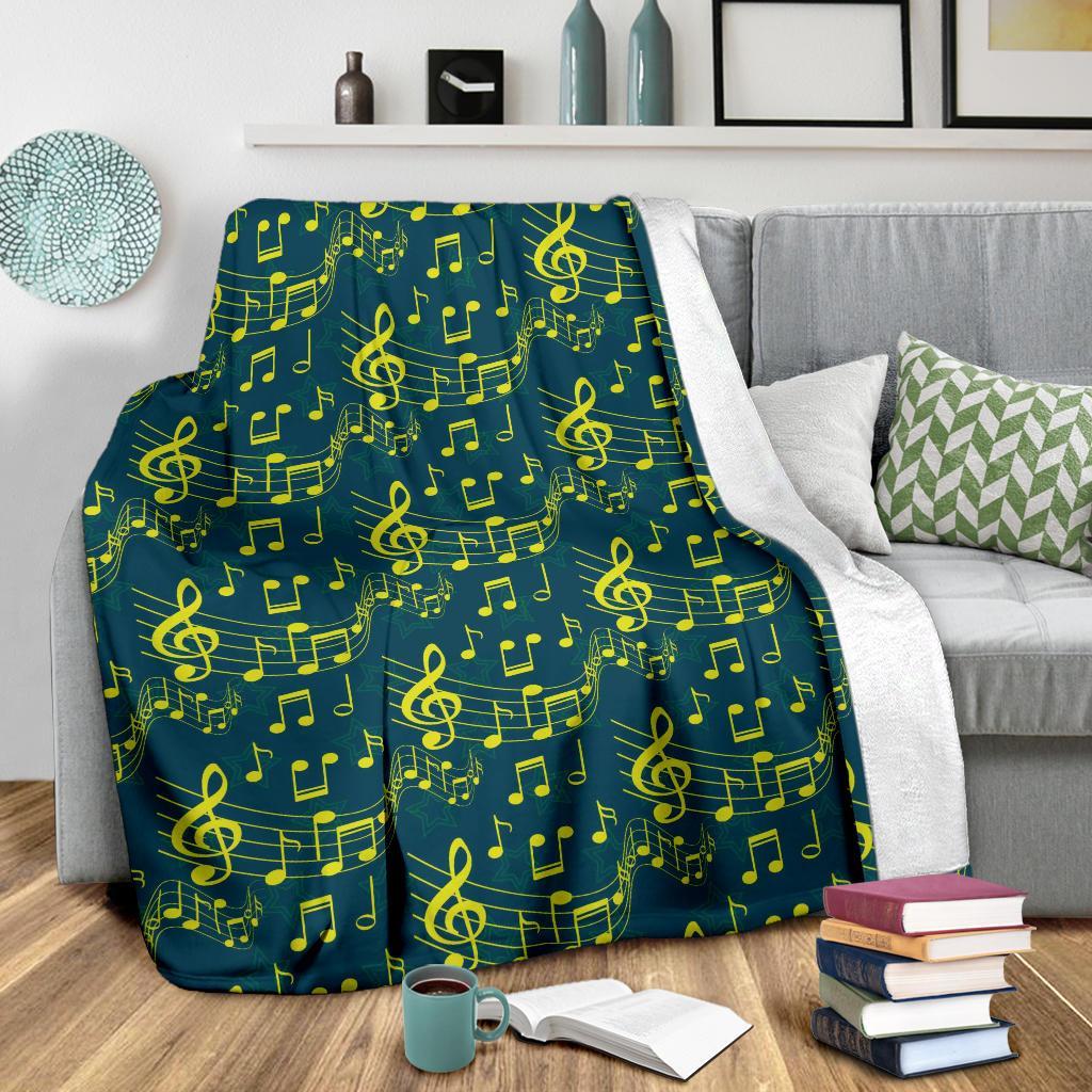 Music Note Pattern Print Blanket-grizzshop