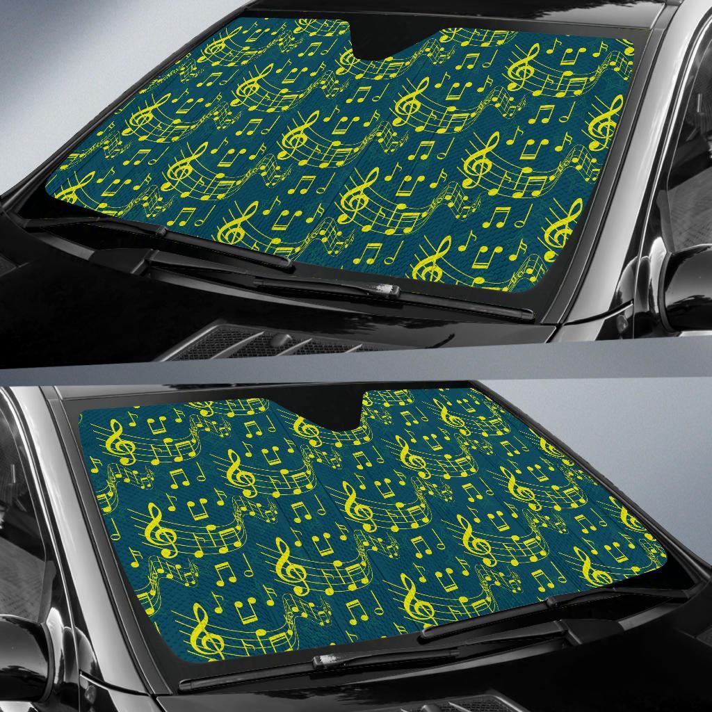 Music Note Pattern Print Car Sun Shade-grizzshop