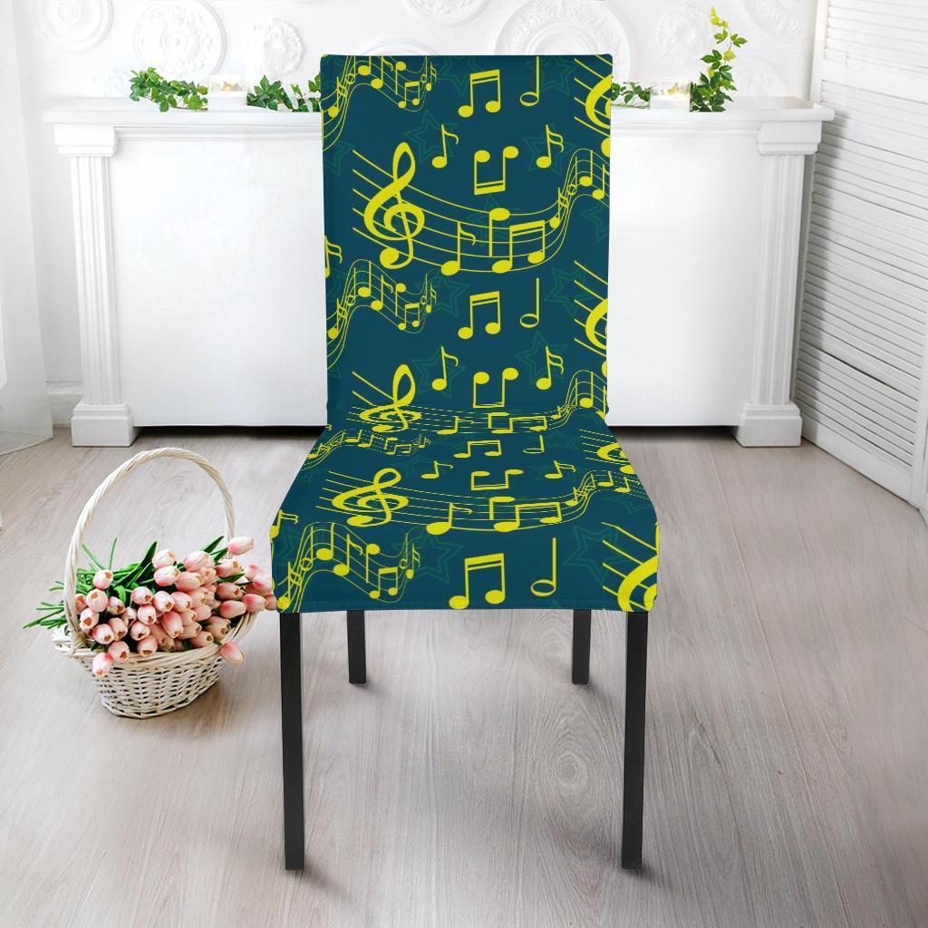 Music Note Pattern Print Chair Cover-grizzshop