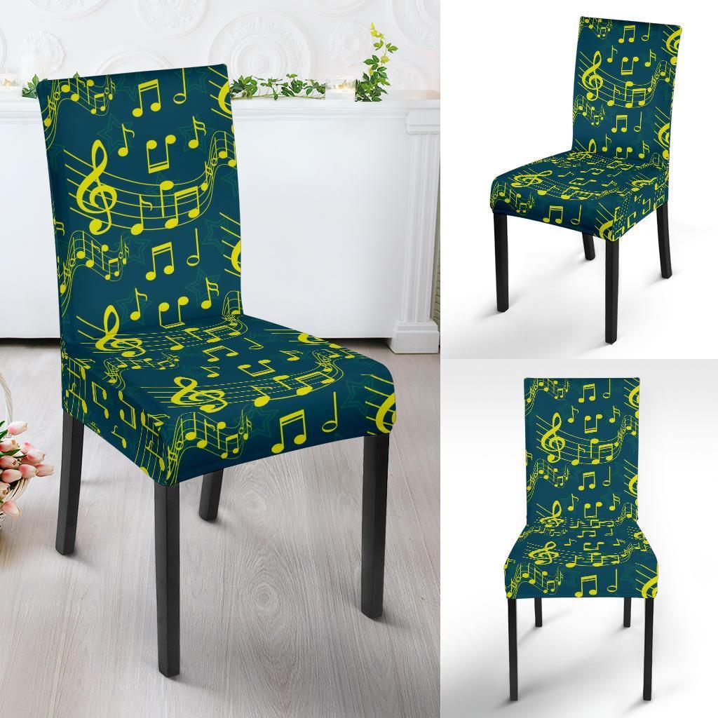 Music Note Pattern Print Chair Cover-grizzshop