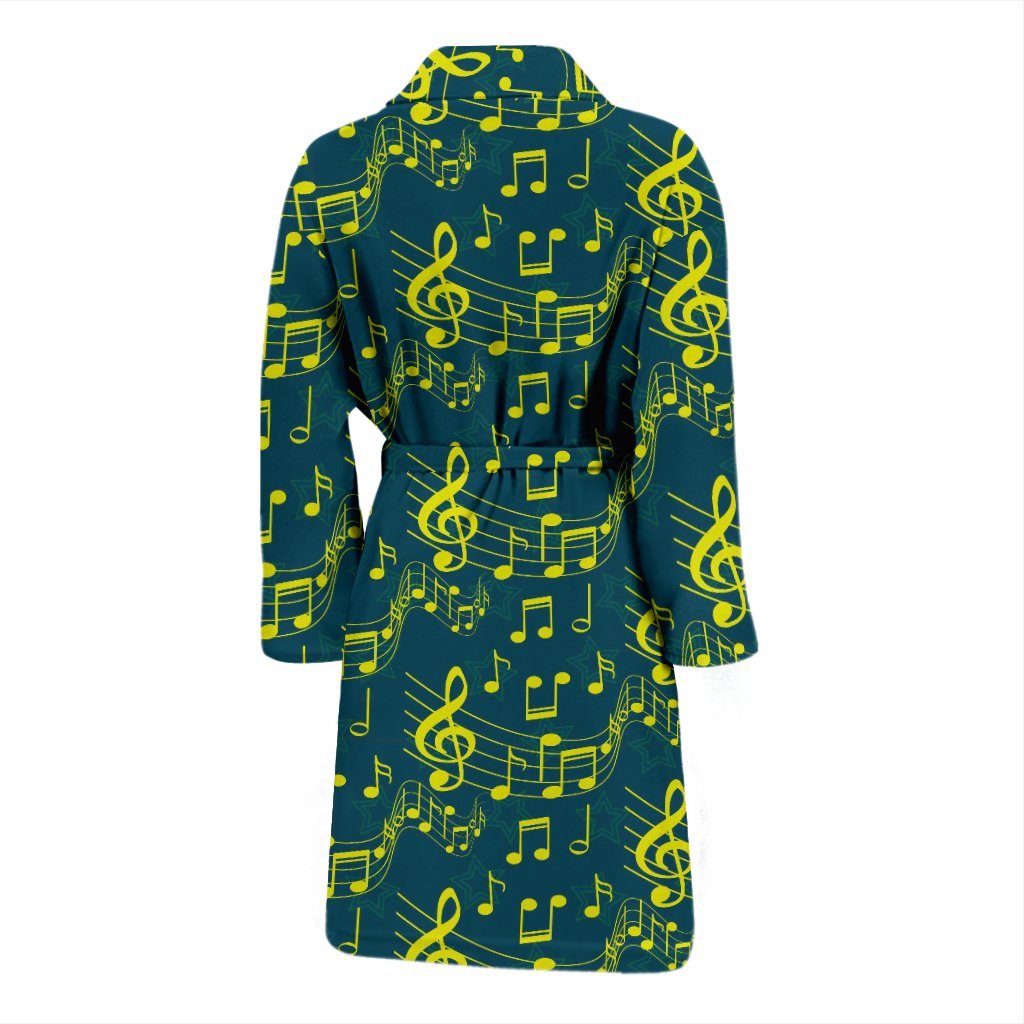 Music Note Pattern Print Men Long Robe-grizzshop