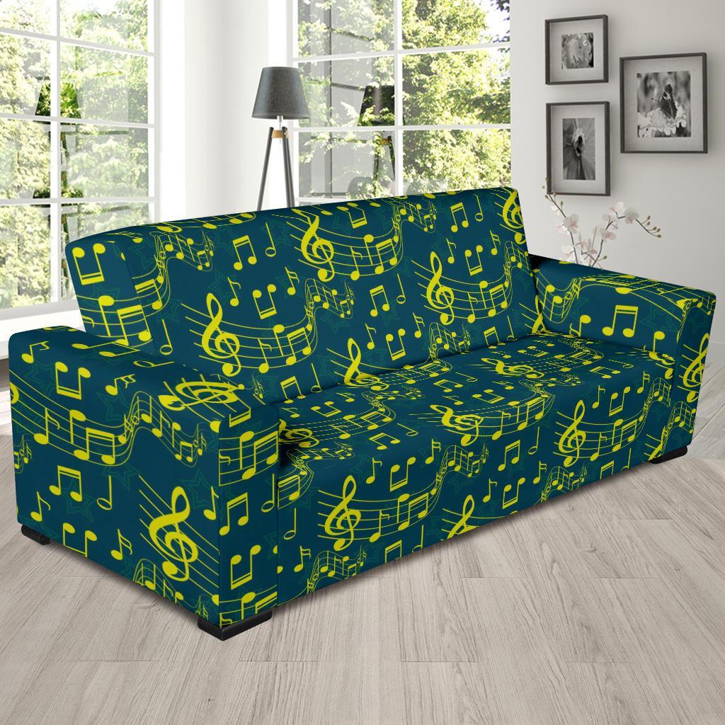 Music Note Pattern Print Sofa Covers-grizzshop