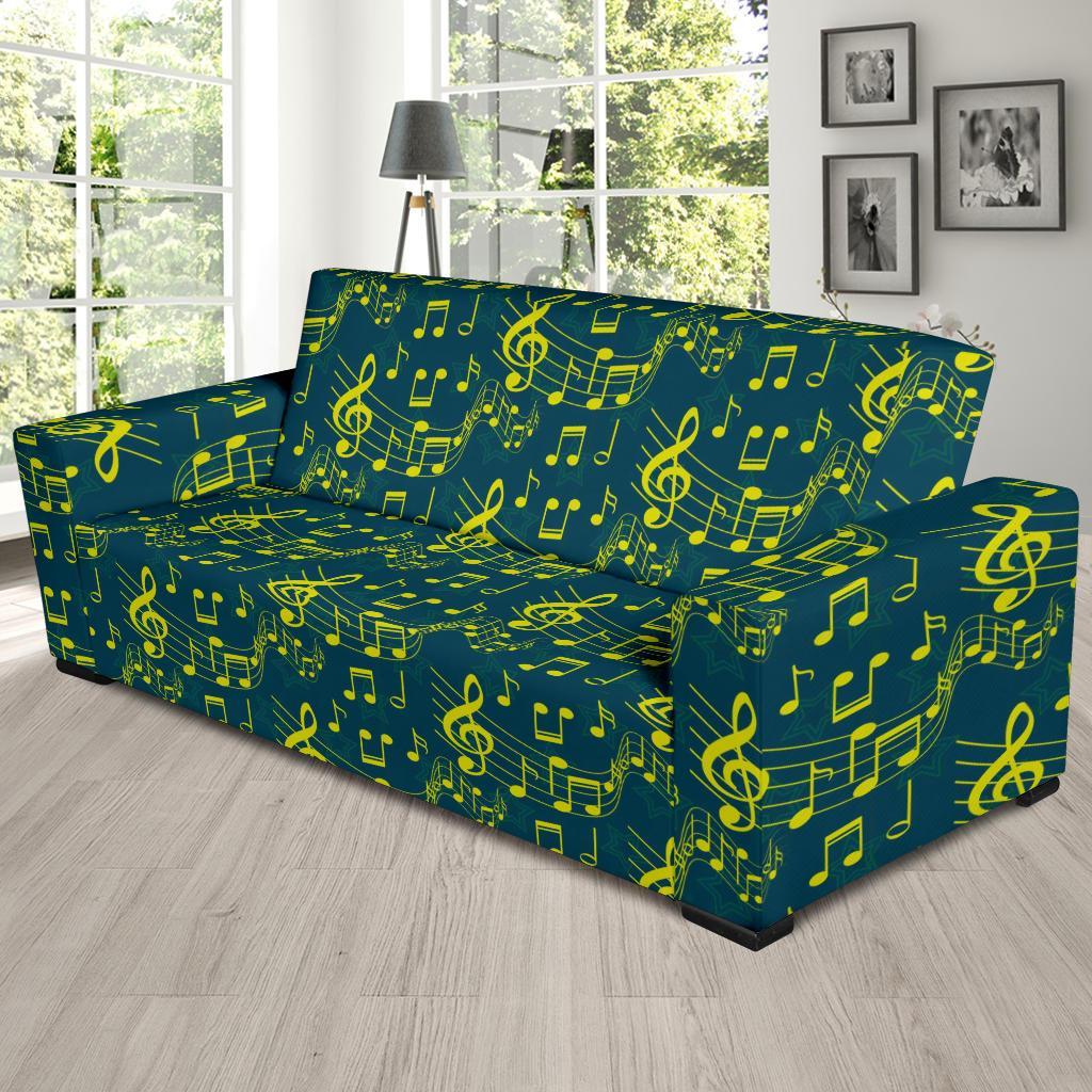 Music Note Pattern Print Sofa Covers-grizzshop