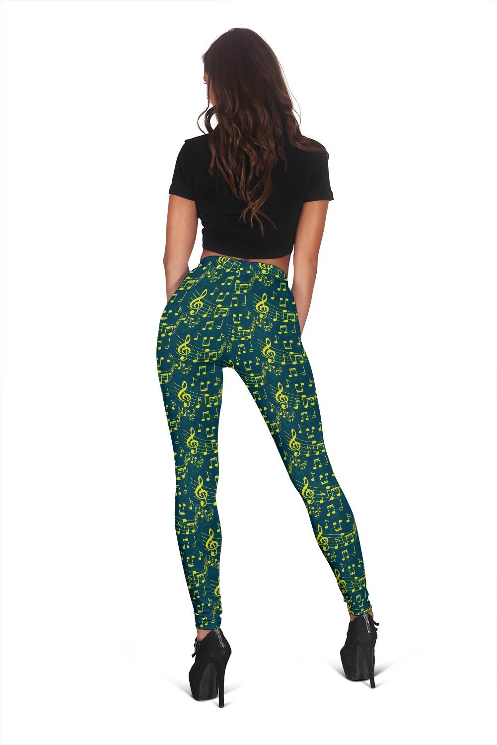 Music Note Pattern Print Women Leggings-grizzshop