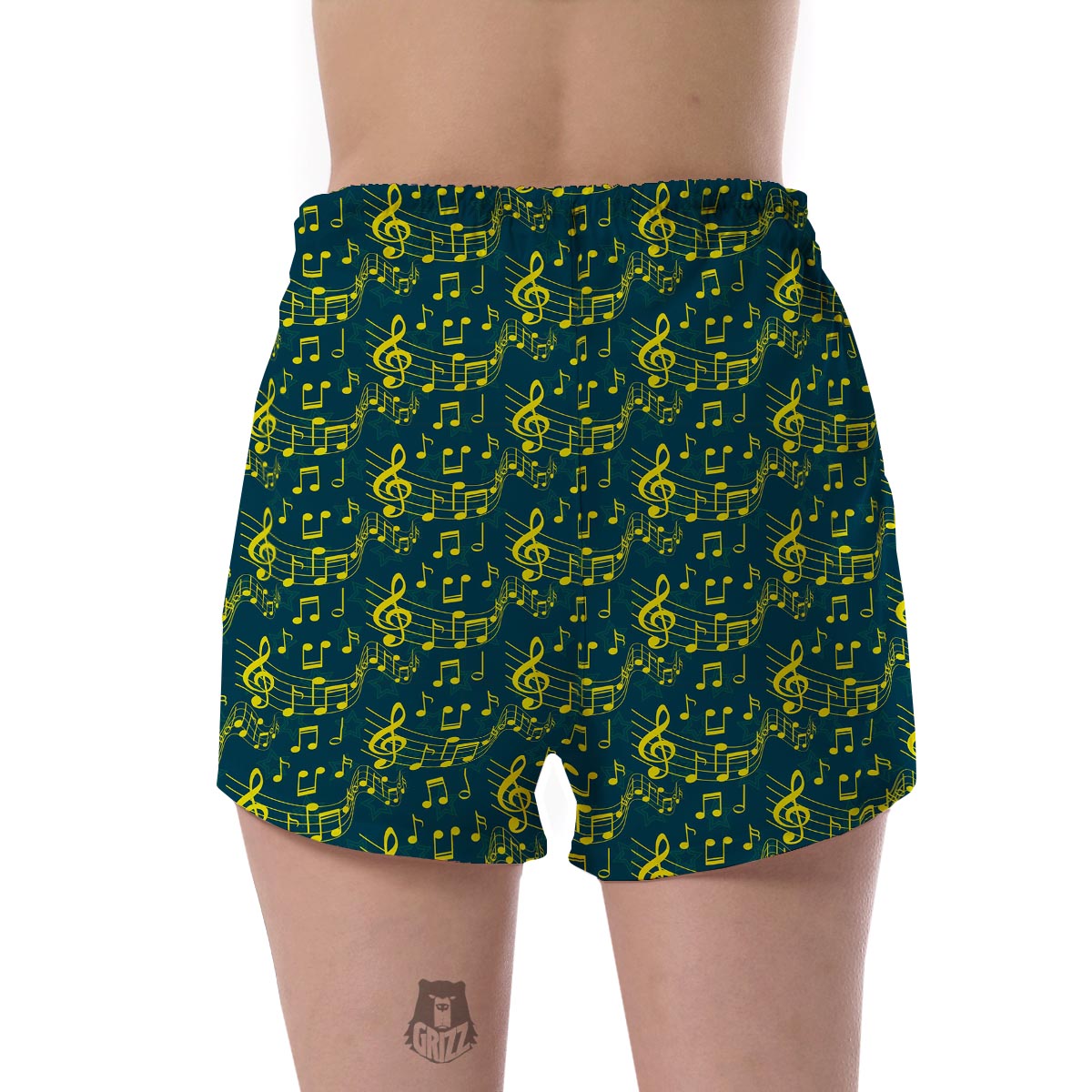 Music Note Pattern Print Women's Shorts-grizzshop
