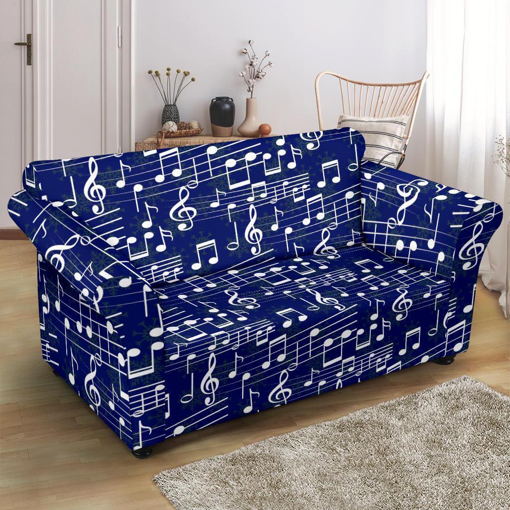 Music Note Print Pattern Loveseat Cover-grizzshop