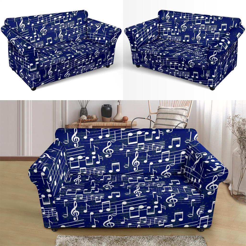 Music Note Print Pattern Loveseat Cover-grizzshop