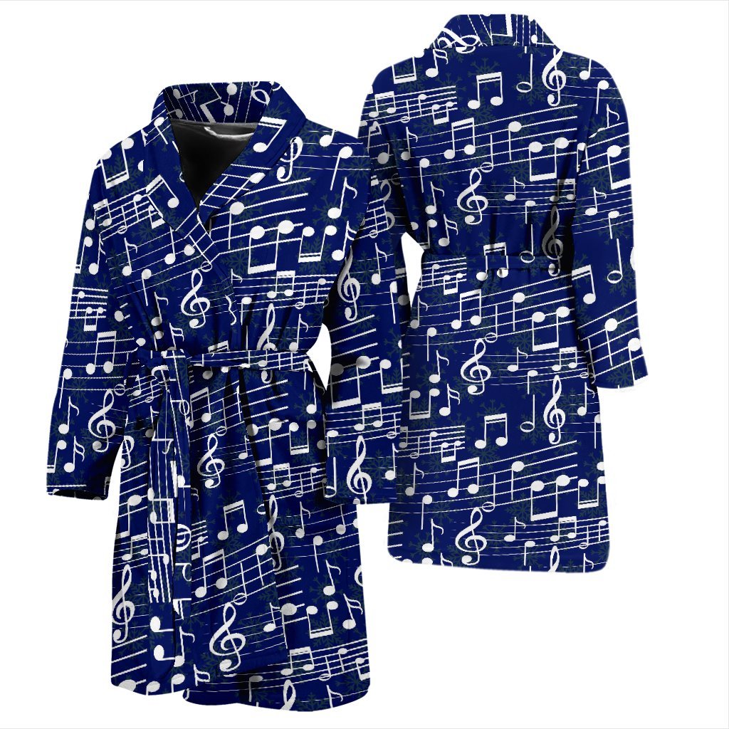 Music Note Print Pattern Men Long Robe-grizzshop