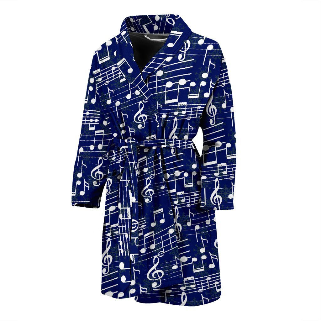 Music Note Print Pattern Men Long Robe-grizzshop