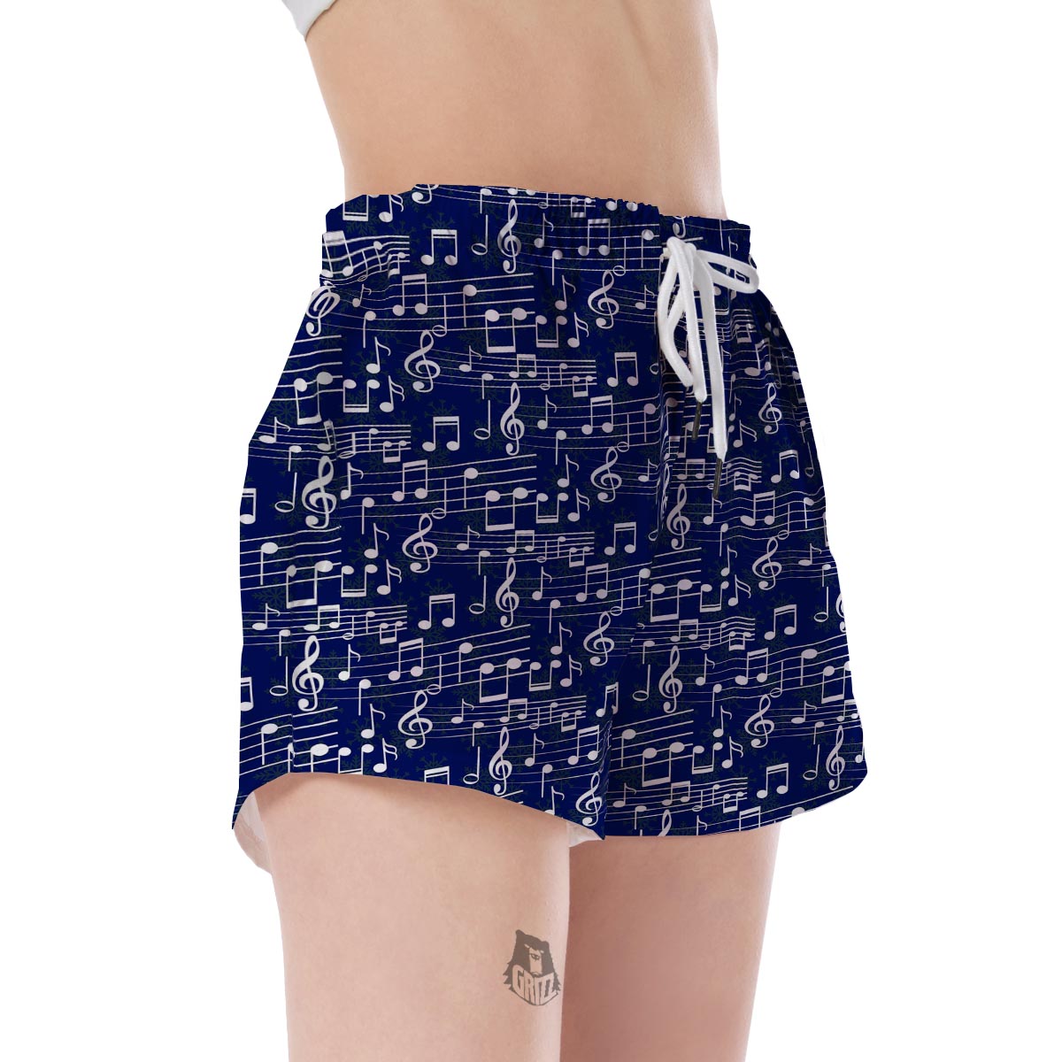 Music Note Print Pattern Women's Shorts-grizzshop