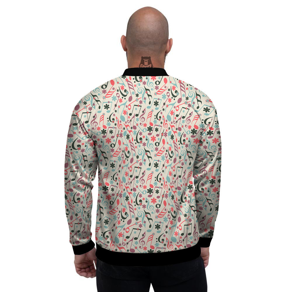 Music Notes Cute Print Pattern Men's Bomber Jacket-grizzshop